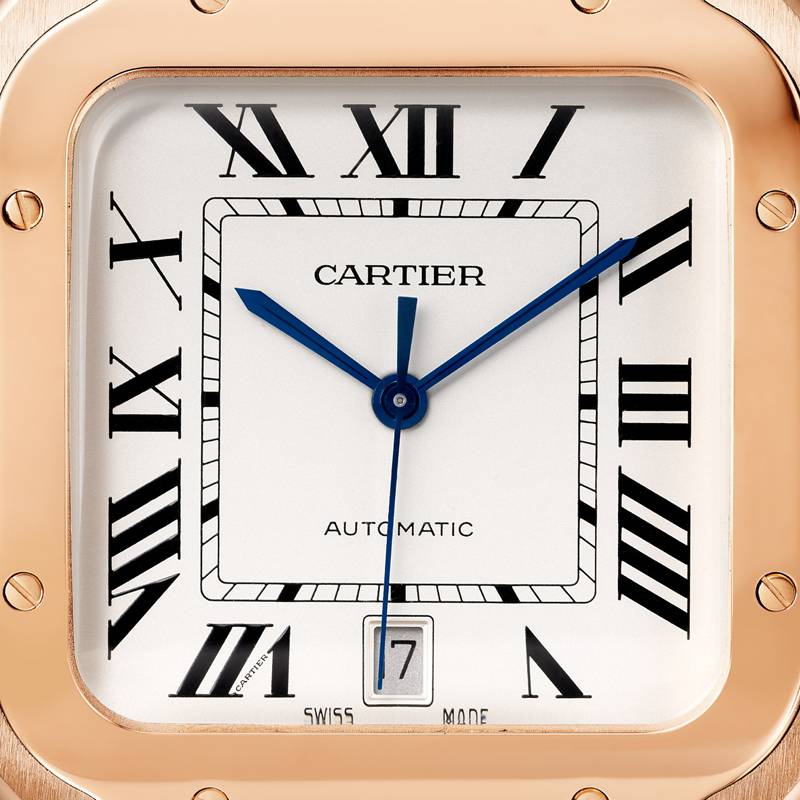 Cartier Santos de Cartier horloge Blauw Kroon Roségoud 47.5 mm x 39.8 mm CRWGSA0018 - Afbeelding 4