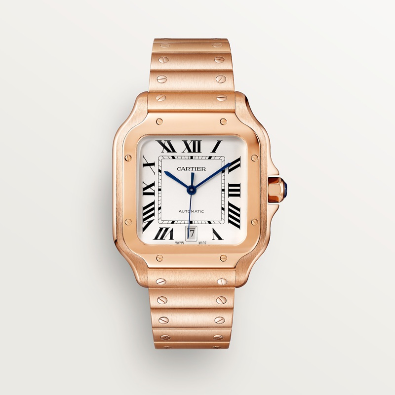Cartier Santos de Cartier horloge Blauw Kroon Roségoud 47.5 mm x 39.8 mm CRWGSA0018