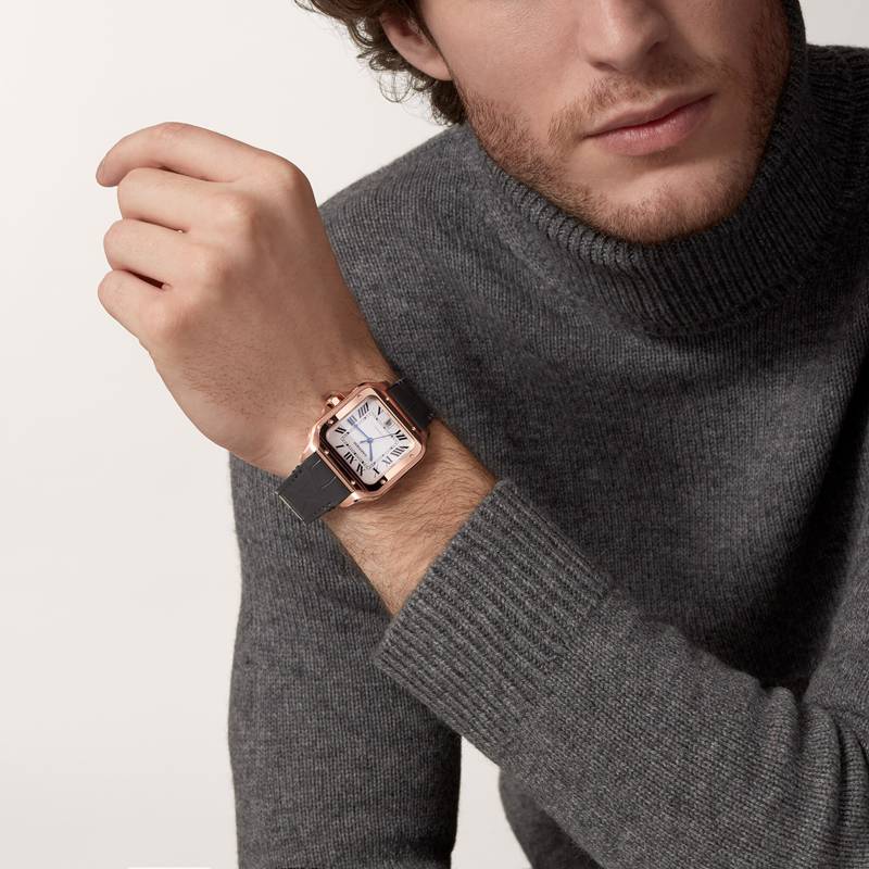 Cartier Santos de Cartier horloge Blauw Kroon Roségoud 47.5 mm x 39.8 mm CRWGSA0019 - Afbeelding 2