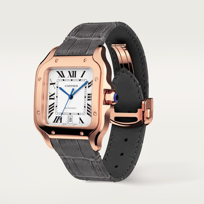 Cartier Santos de Cartier horloge Blauw Kroon Roségoud 47.5 mm x 39.8 mm CRWGSA0019 - Afbeelding 3