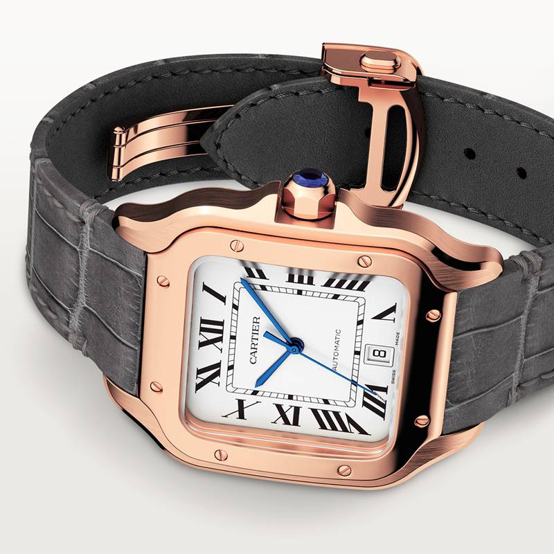 Cartier Santos de Cartier horloge Blauw Kroon Roségoud 47.5 mm x 39.8 mm CRWGSA0019 - Afbeelding 5
