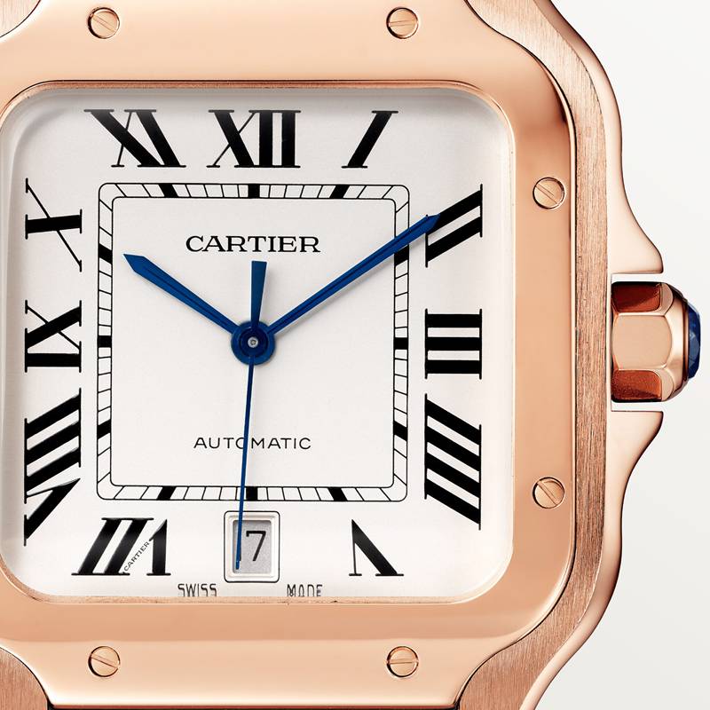 Cartier Santos de Cartier horloge Blauw Kroon Roségoud 47.5 mm x 39.8 mm CRWGSA0019 - Afbeelding 7