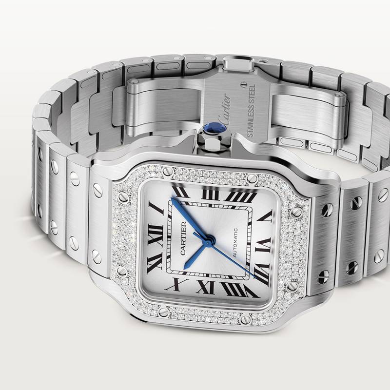 Cartier Santos de Cartier horloge Blauw Kroon Staal 41.9 mm x 35.1 mm CRW4SA0005 - Afbeelding 7