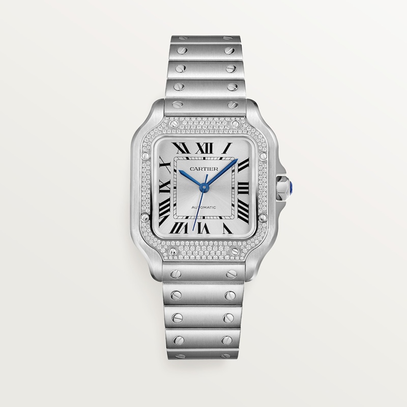 Cartier Santos de Cartier horloge Blauw Kroon Staal 41.9 mm x 35.1 mm CRW4SA0005