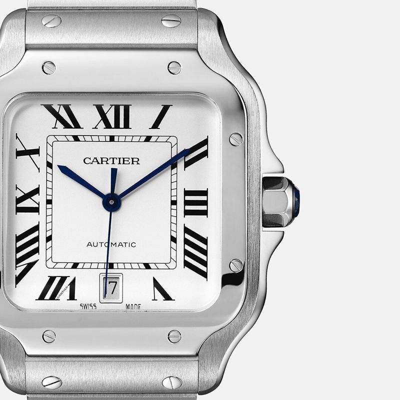 Cartier Santos de Cartier horloge Blauw Kroon Staal 47.5 mm x 39.8 mm CRWSSA0018 - Afbeelding 12