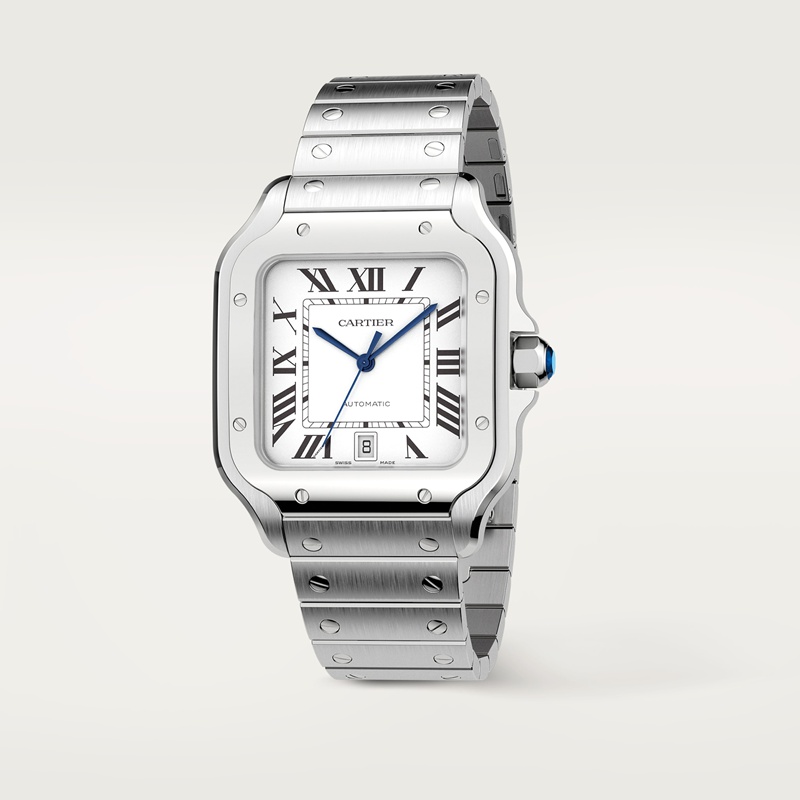 Cartier Santos de Cartier horloge Blauw Kroon Staal 47.5 mm x 39.8 mm CRWSSA0018 - Afbeelding 4
