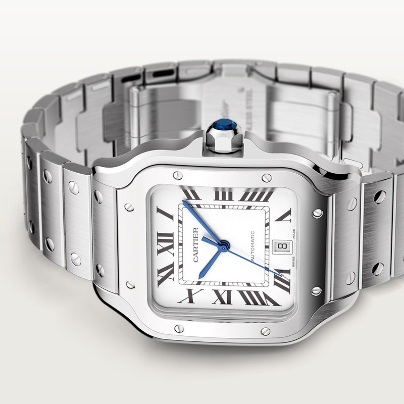 Cartier Santos de Cartier horloge Blauw Kroon Staal 47.5 mm x 39.8 mm CRWSSA0018 - Afbeelding 10