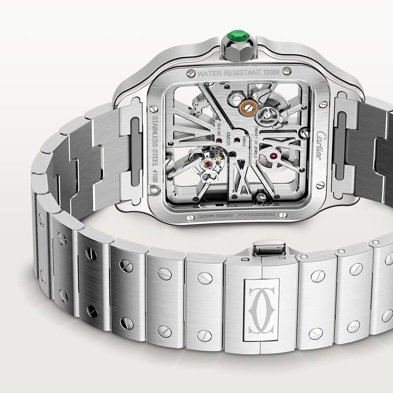 Cartier Santos de Cartier skelethorloge AUTOGLE6431 Kroon Staal 47.5 mm x 39.7 mm CRWHSA0028 - Afbeelding 4