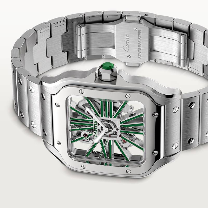 Cartier Santos de Cartier skelethorloge AUTOGLE6431 Kroon Staal 47.5 mm x 39.7 mm CRWHSA0028 - Afbeelding 6