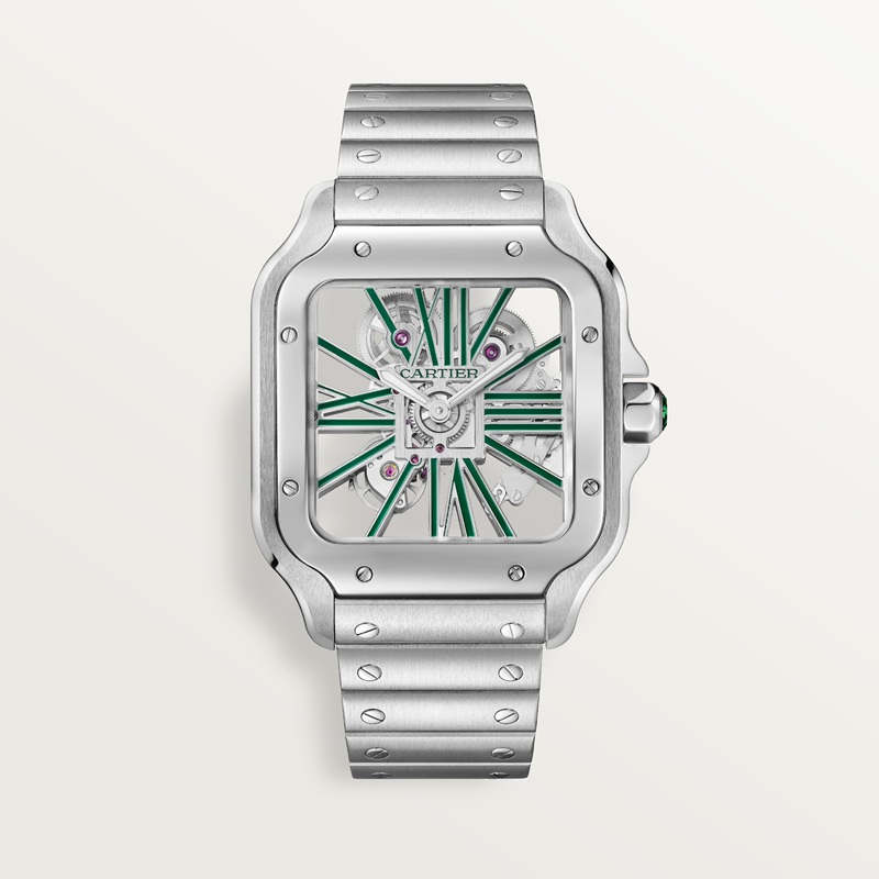 Cartier Santos de Cartier skelethorloge AUTOGLE6431 Kroon Staal 47.5 mm x 39.7 mm CRWHSA0028