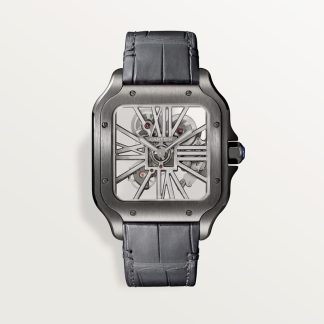 Cartier Santos de Cartier skelethorloge Blauw Kroon Staal 47.5 mm x 39.7 mm CRWHSA0009