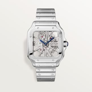 Cartier Santos de Cartier skelethorloge Blauw Kroon Staal 47.5 mm x 39.7 mm CRWHSA0015
