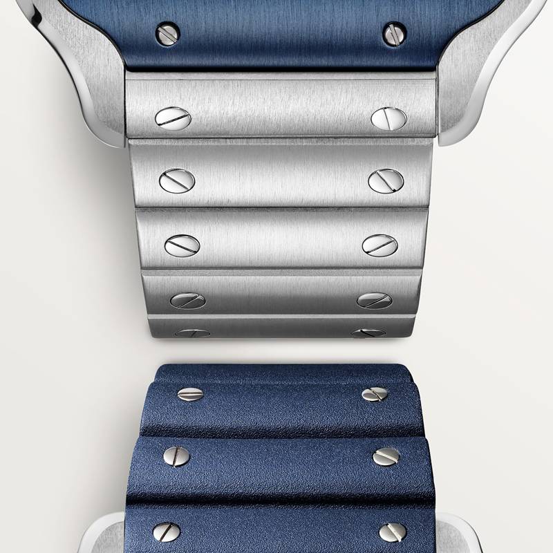 Cartier Santos de Cartier skelethorloge Blauw Kroon Staal 47.5 mm x 39.7 mm CRWHSA0026 - Afbeelding 3