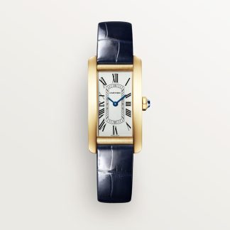 Cartier Tank Américaine horloge Blauw Kroon Geel goud 35.4 mm x 19.4 mm CRWGTA0356