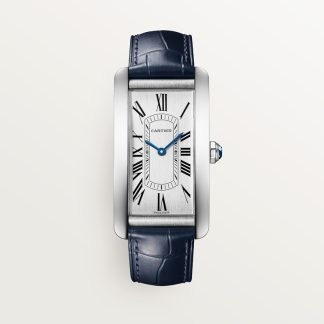 Cartier Tank Américaine horloge Blauw Kroon Staal 44.4 mm x 24.4 mm CRWSTA0083