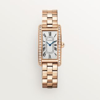 Cartier Tank Américaine horloge Top Wesselton (F-G) Kroon Roségoud 35.4 mm x 19.4 mm CRWJTA0056