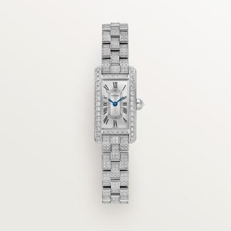 Cartier Tank Américaine horloge Top Wesselton (F-G) Kroon Wit goud 27.9 mm x 15.2 mm CRWJTA0060