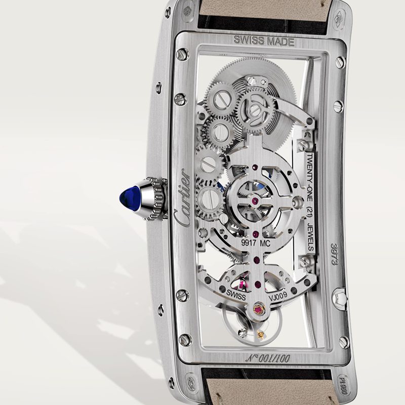 Cartier Tank Cintrée horloge Blauw Kroon Platina 46.3 mm x 23.0 mm CRWHTA0022 - Afbeelding 2