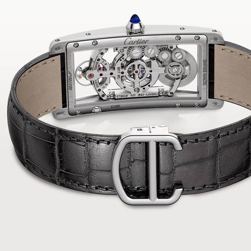 Cartier Tank Cintrée horloge Blauw Kroon Platina 46.3 mm x 23.0 mm CRWHTA0022 - Afbeelding 3