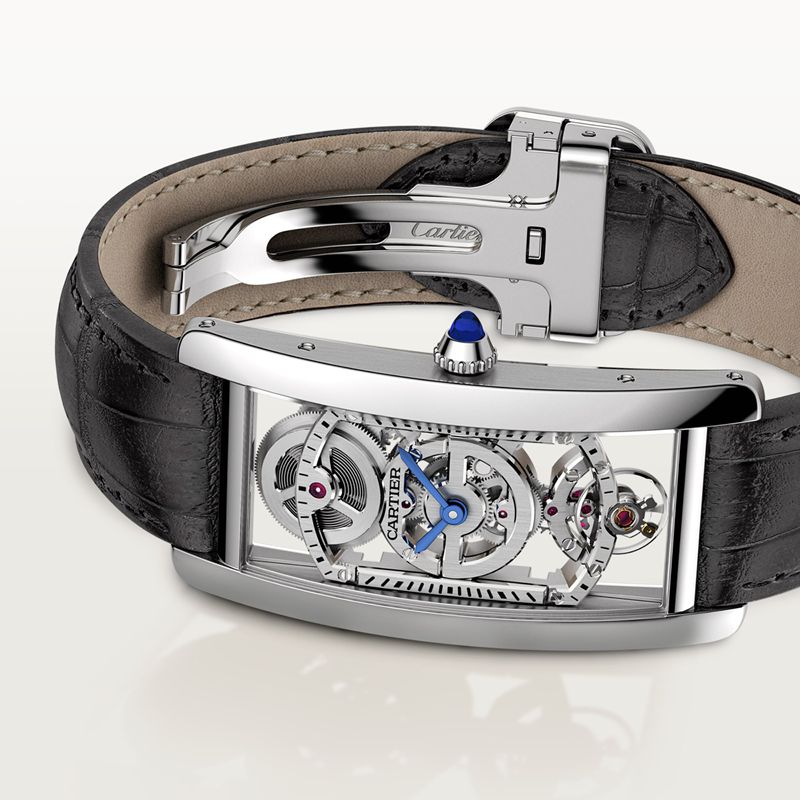 Cartier Tank Cintrée horloge Blauw Kroon Platina 46.3 mm x 23.0 mm CRWHTA0022 - Afbeelding 5
