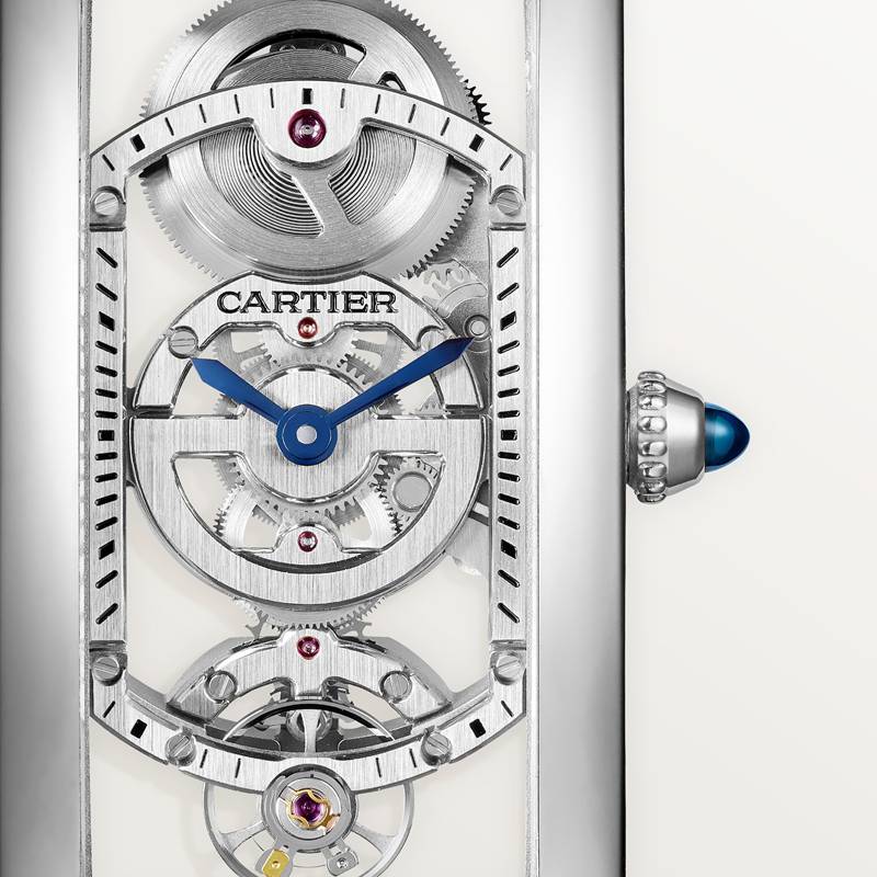 Cartier Tank Cintrée horloge Blauw Kroon Platina 46.3 mm x 23.0 mm CRWHTA0022 - Afbeelding 6