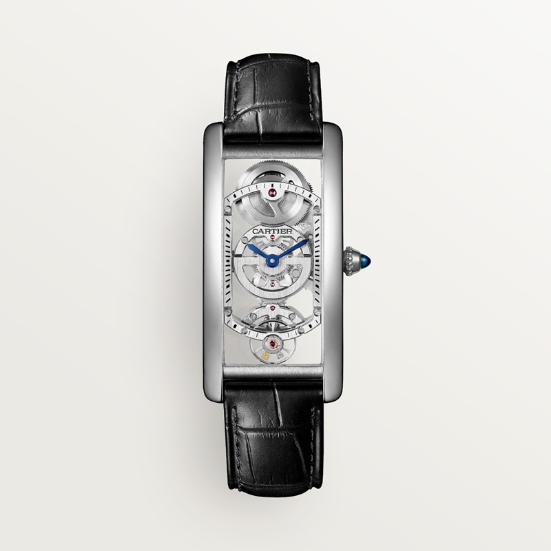 Cartier Tank Cintrée horloge Blauw Kroon Platina 46.3 mm x 23.0 mm CRWHTA0022