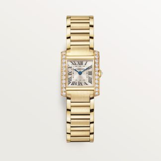 Cartier Tank Française horloge Top Wesselton (F-G) Kroon Geel goud 25.7 mm x 21.2 mm CRWJTA0062