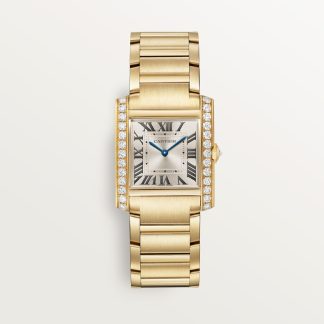 Cartier Tank Française horloge Top Wesselton (F-G) Kroon Geel goud 32.0 mm x 27.0 mm CRWJTA0061