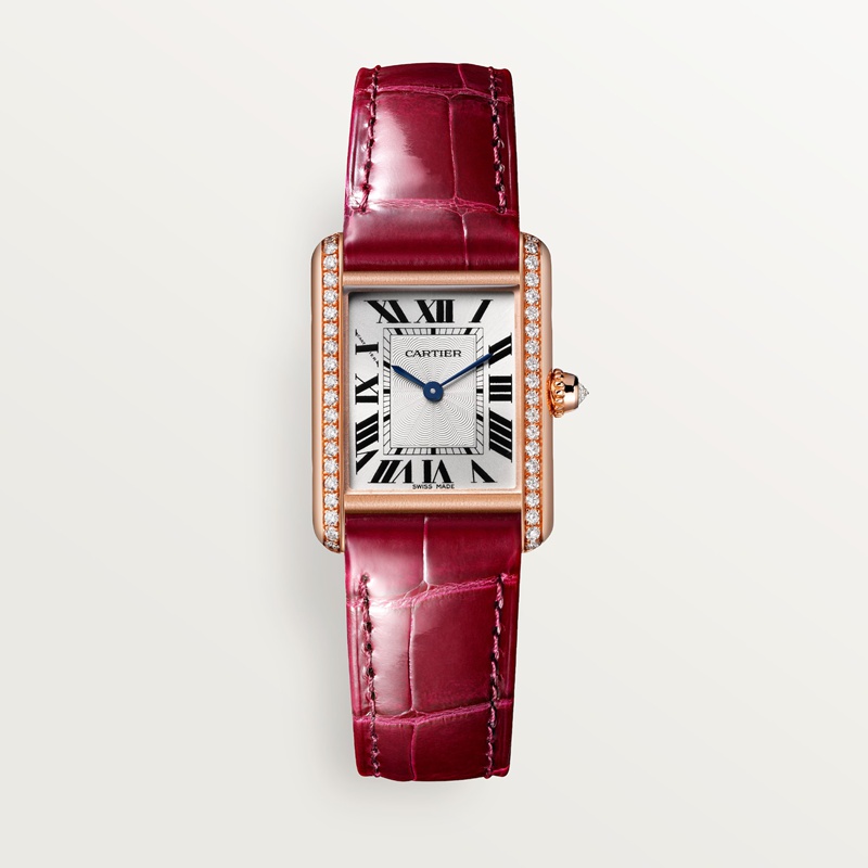 Cartier Tank Louis Cartier horloge Top Wesselton (F-G) Kroon Roségoud 29.5 mm x 22.0 mm CRWJTA0037